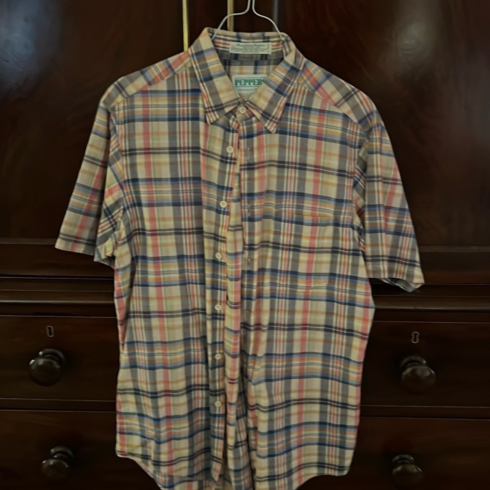 Vintage 1980s madras shirt size L